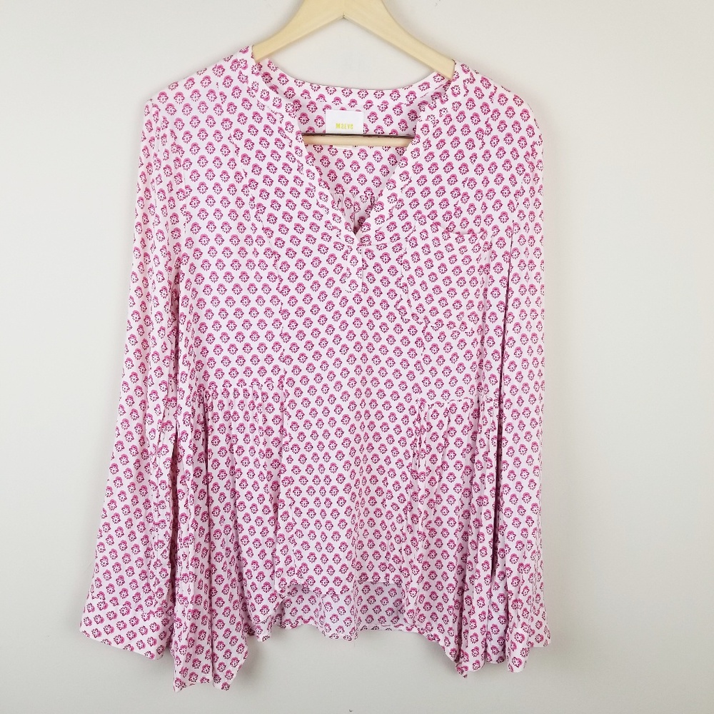 Maeve | Pink Printed Peasant Top